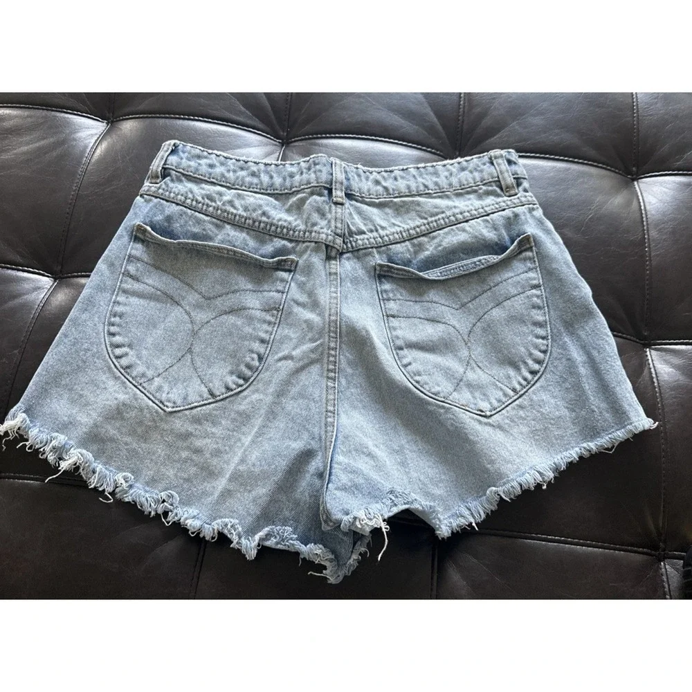 Rolla's Size 32 Dusters High Rise Slim Distressed Denim Jean‎ Shorts Light Wash